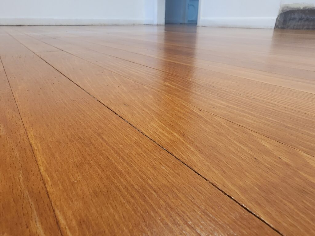 after refinishing a red oak hardwood floor
